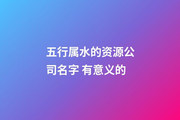 五行属水的资源公司名字 有意义的
